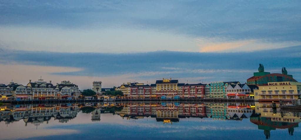 The view of the Disney Boardwalk from the Yacht Club.