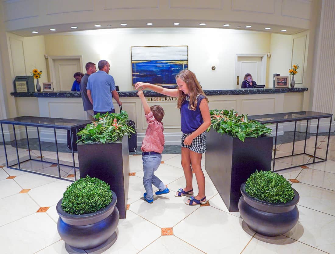 Checking into the charleston place hotel is worthy of a little dance