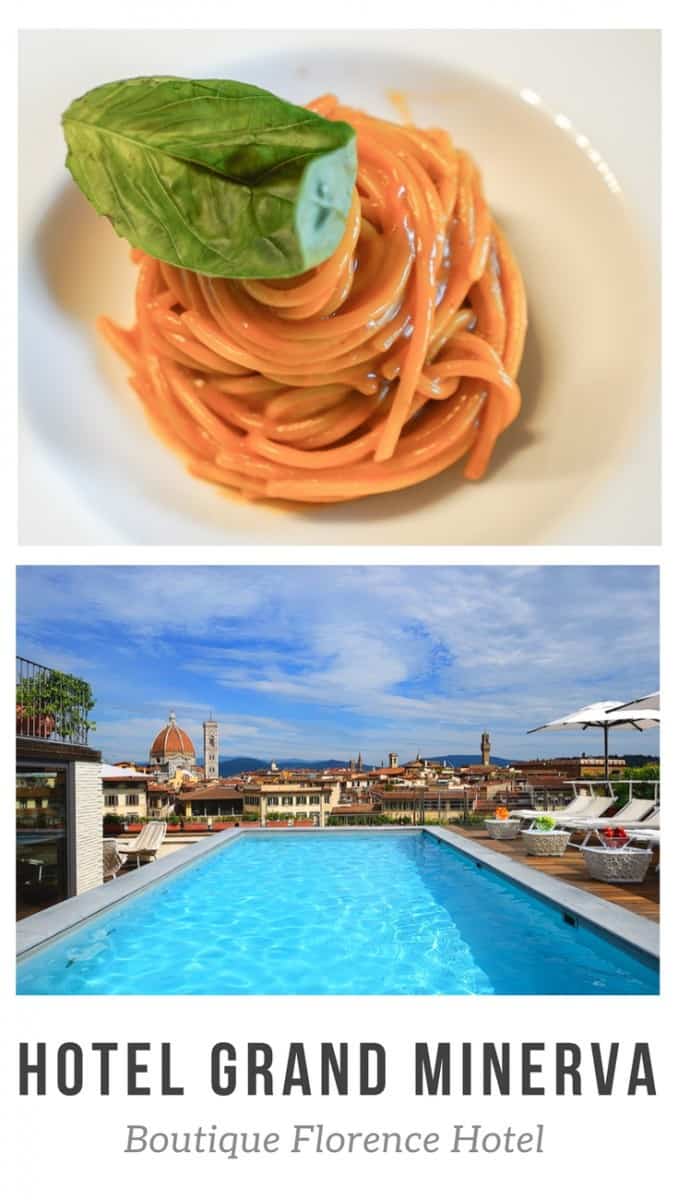 Hotel Grand Minerva is a great boutique hotel in Florence for families with a rooftop pool outstanding restaurant, and several rooms that sleep four or five.