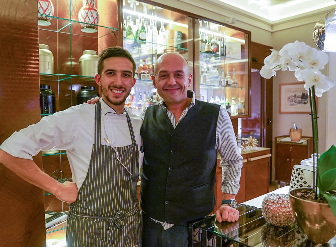 Hotel Grand Minerva restaurant chef Tomassaso Calonaci and Sommelier Riccardo Caloffi