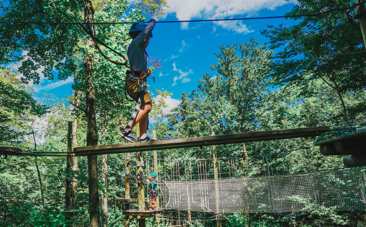 Stowe Mountain Lodge is now the Lodge at Spruce Peak treetop adventure