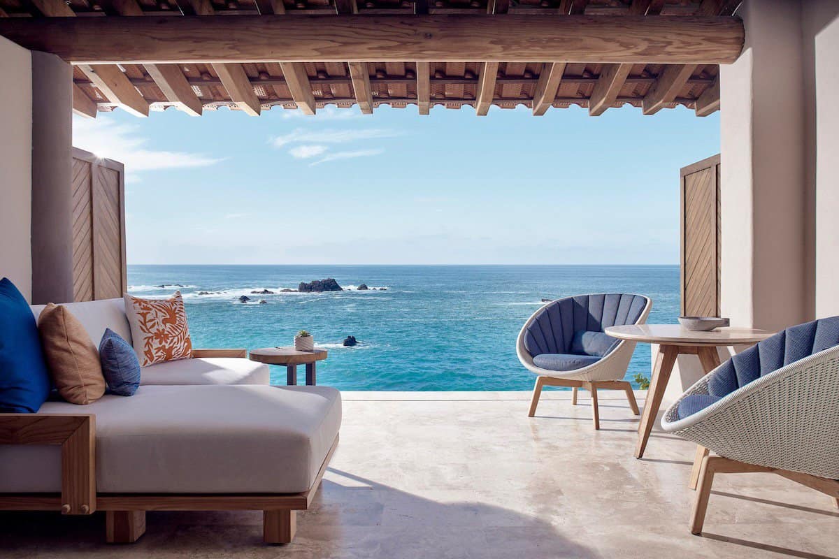 open living area with ocean views and modern furniture at Four Seasons Resort Punta Mita