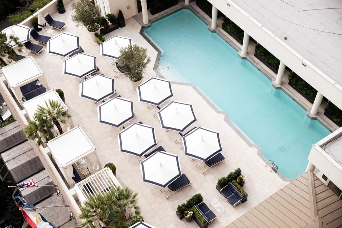 aerial view of outdoor pool at The Windsor Court New Orleans
