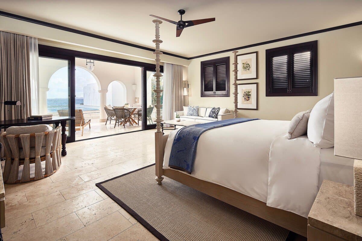 modern hotel room with large open balcony at Anguilla Cap Juluca