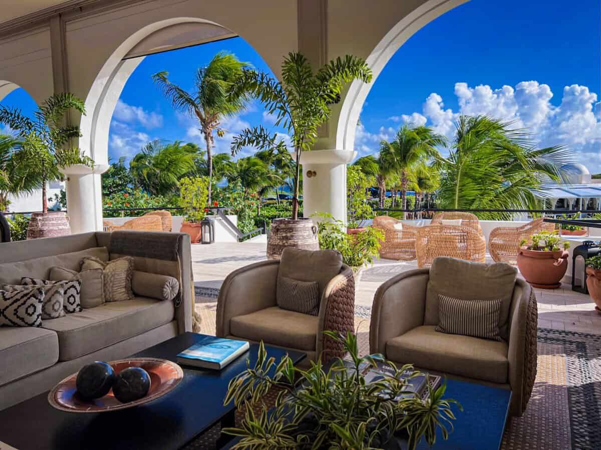 large outdoor seating with open spaces and blue skies at Anguilla Cap Juluca