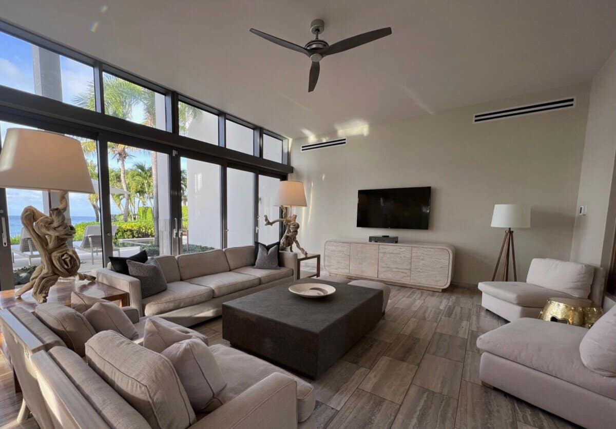 large luxury living room at hotel room in Four Seasons Resort Anguilla